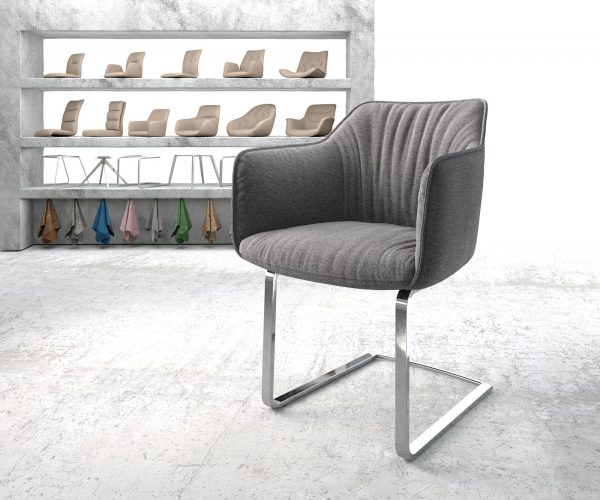 Otočná židle Elda-Flex Textured Fabric Light Grey Cantilever Flat Chrome