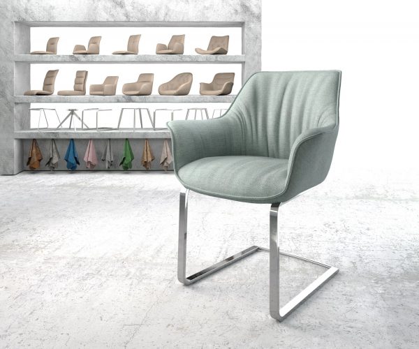Otočná židle Keila-Flex Stripes Mint Cantilever Flat Chrome