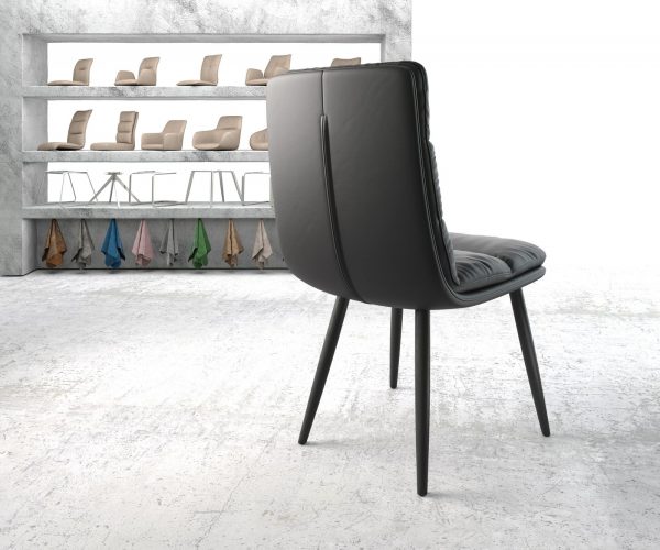 Jídelní židle Abelia-FlexPravá Kůže Černá 4-nohá kuželovitá Černá - Image 3