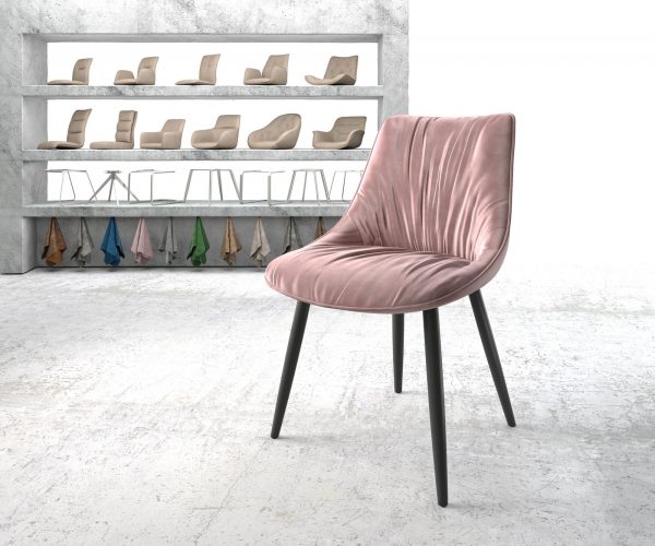 Jídelní židle Elda-Flex Velvet Rosé 4-nohá kónická černá