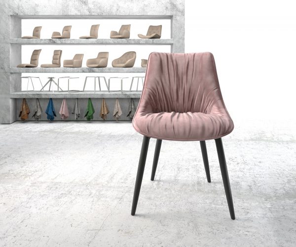 Jídelní židle Elda-Flex Velvet Rosé 4-nohá kónická černá - Image 2