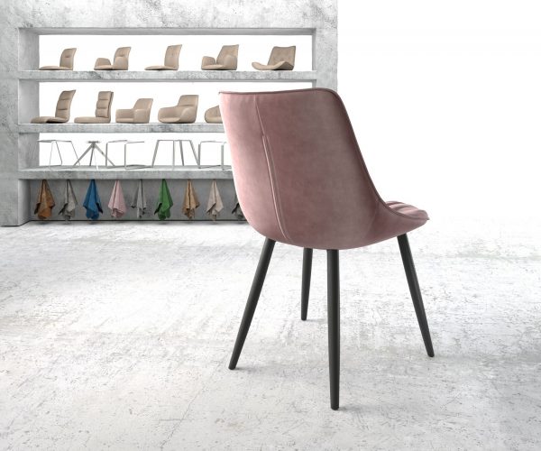 Jídelní židle Elda-Flex Velvet Rosé 4-nohá kónická černá - Image 3