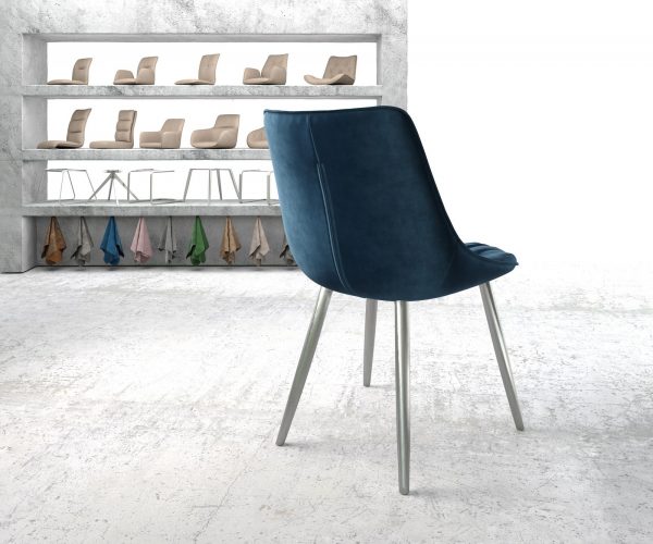 Jídelní židle Elda-Flex Velvet Blue 4-nohá kuželová nerezová ocel - Image 3
