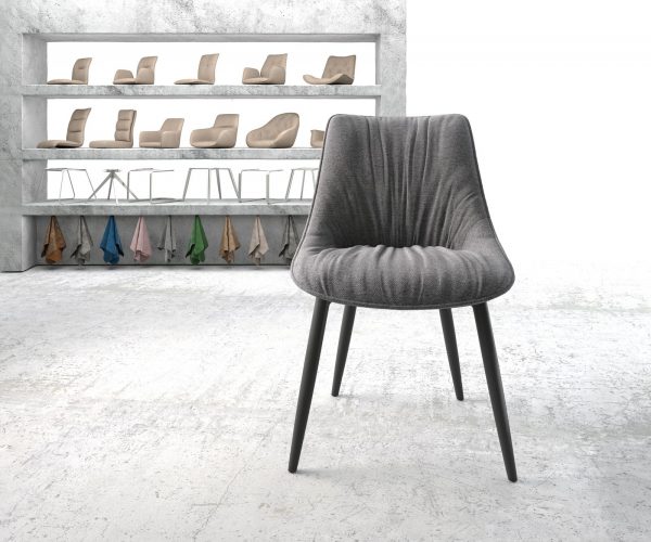 Jídelní židle Elda-Flex Structured Fabric Light Grey 4-nohá kónická černá - Image 2