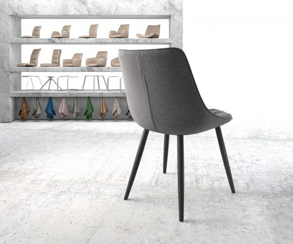 Jídelní židle Elda-Flex Structured Fabric Light Grey 4-nohá kónická černá - Image 3