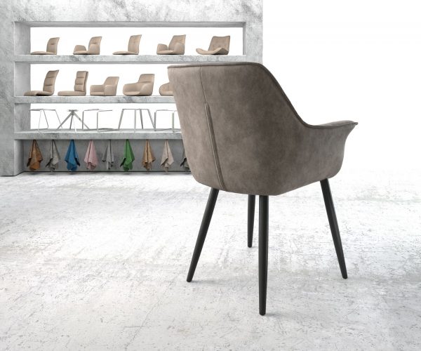 Jedálenská stolička Keila-Flex s podrúčkami taupe vintage kužeľovou základňou čierna - Image 3