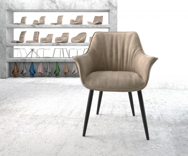 Jedálenská stolička Keila-Flex s podrúčkami béžová vintage kužeľovitá podnož čierna - Image 2