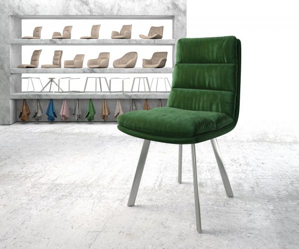 Jídelní židle Abelia-Flex Velvet Green 4-nohá oválná nerezová ocel