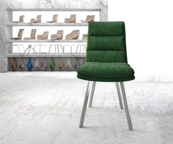 Jídelní židle Abelia-Flex Velvet Green 4-nohá oválná nerezová ocel - Image 2