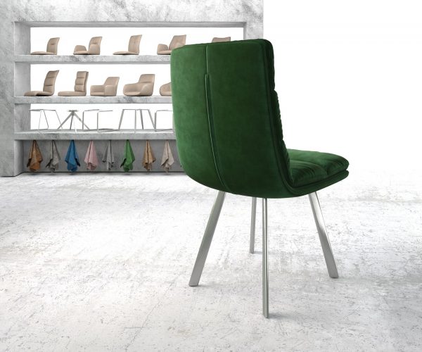 Jídelní židle Abelia-Flex Velvet Green 4-nohá oválná nerezová ocel - Image 3