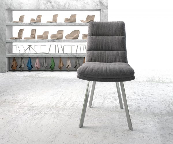 Jídelní židle Abelia-Flex Textured Fabric Light Grey 4-nohá oválná nerezová ocel - Image 2