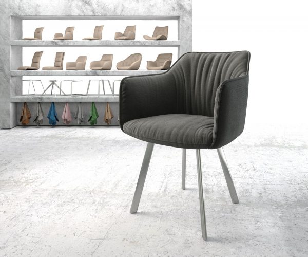 Jídelní židle Elda-Flex Textured Fabric Anthracite 4-nohý ovál z nerezové oceli