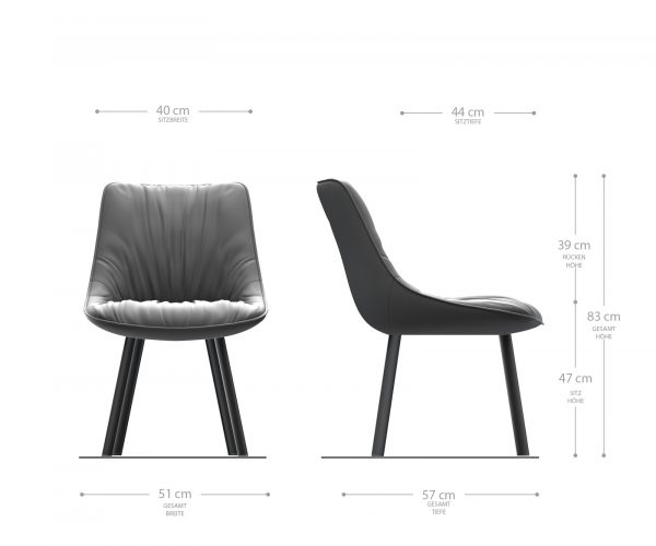 Jídelní židle Elda-Flex Grey Antique 4-nohá oválná černá - Image 5
