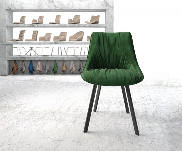 Jídelní židle Elda-Flex Velvet Green čtyřnohá oválná černá - Image 2