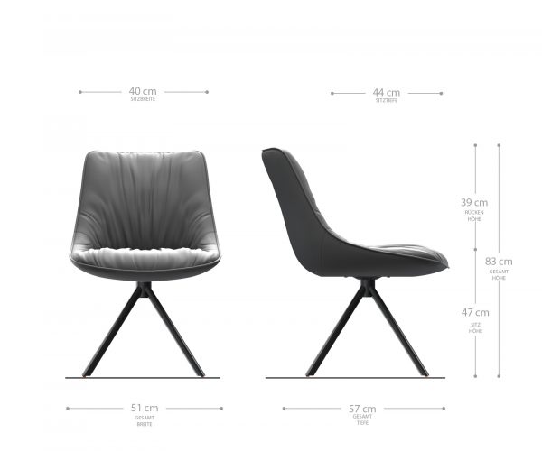 Otočná židle Elda-Flex s texturovanou látkou světle šedá křížová základna kulatá nerezová ocel otočná o 180° - Image 5