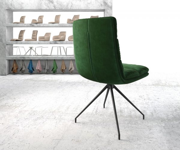 Jedálenská stolička Abelia-Flex zamatová zelená krížová podnož zúžená čierna - Image 3