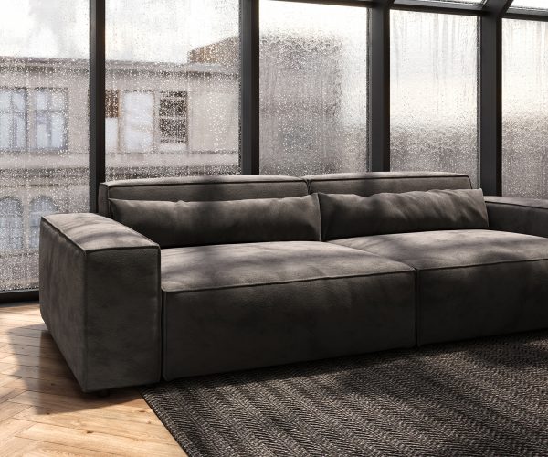 Veľká pohovka Sirpio XL 270x125 cm z mikrovlákna khaki hnedá - Image 6