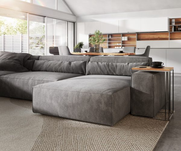 Pohovka v tvare U Sirpio XL 360x260 cm mikrovlákno taupe variabilné ležadlo - Image 6