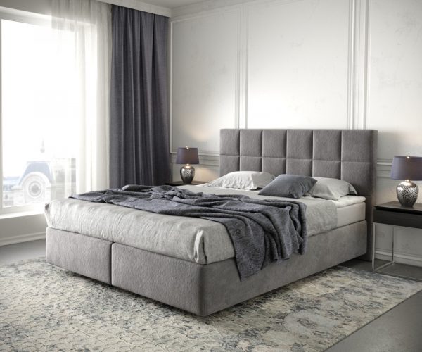 Boxspringová posteľ Dream-Fine 160x200 cm z mikrovlákna taupe s matracom a topperom