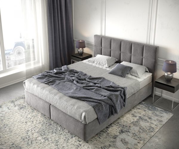Boxspringová posteľ Dream-Fine 160x200 cm z mikrovlákna taupe s matracom a topperom - Image 4