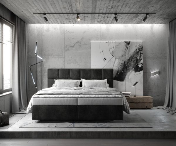 Boxspringová posteľ Dream-Fine 180x200 cm z mikrovlákna antracit vintage s matracom a topperom - Image 2