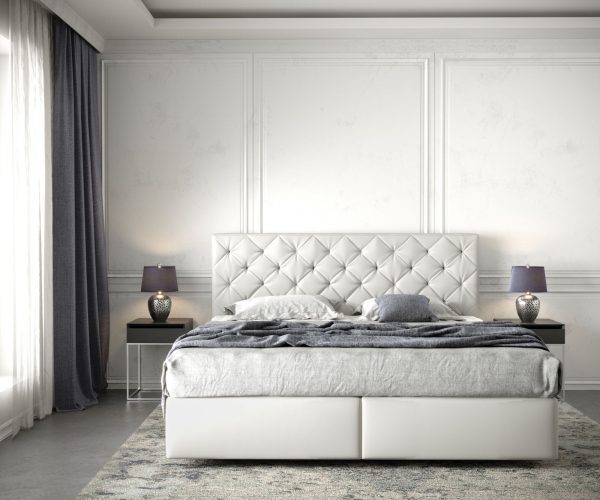 Boxspringová posteľ Dream-Great 180x200 cm biela koženka s matracom a topperom - Image 2