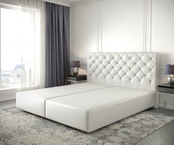 Boxspring posteľ Dream-Great 180x200 cm imitácia kože biela