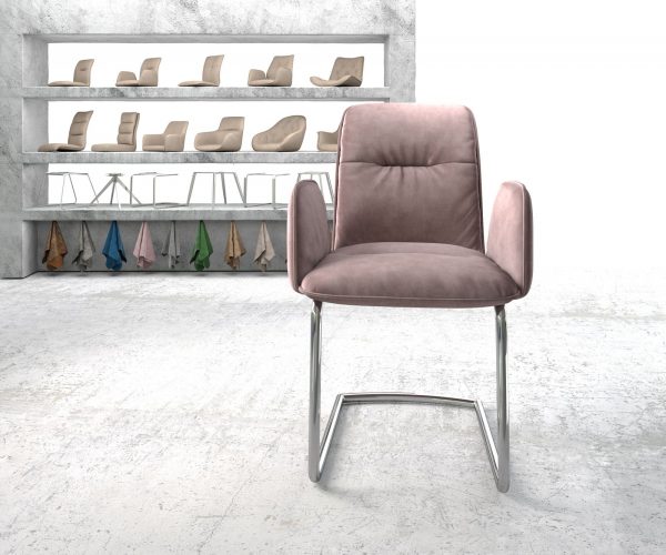 Otočná židle Vinja-Flex Velvet Rosé Cantilever Round Chrome - Image 2