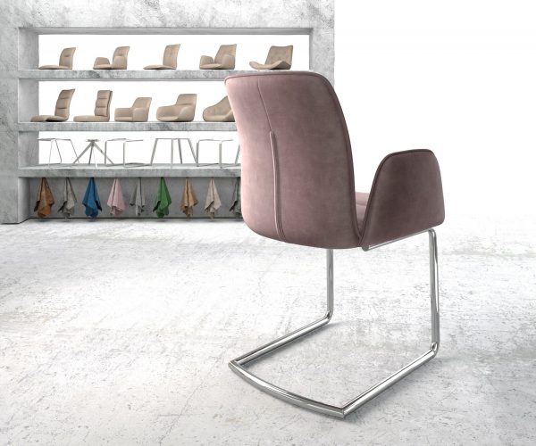 Otočná židle Vinja-Flex Velvet Rosé Cantilever Round Chrome - Image 3