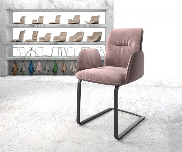 Houpací křeslo Vinja-Flex Velvet Rosé Cantilever Flat Black