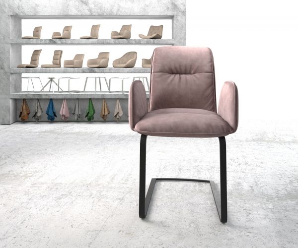 Houpací křeslo Vinja-Flex Velvet Rosé Cantilever Flat Black - Image 2