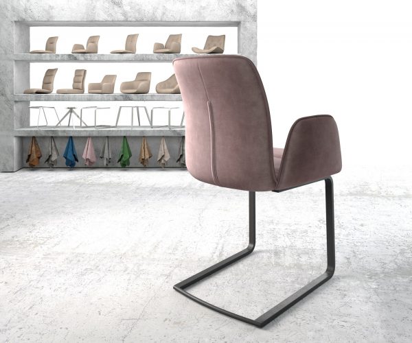 Houpací křeslo Vinja-Flex Velvet Rosé Cantilever Flat Black - Image 3