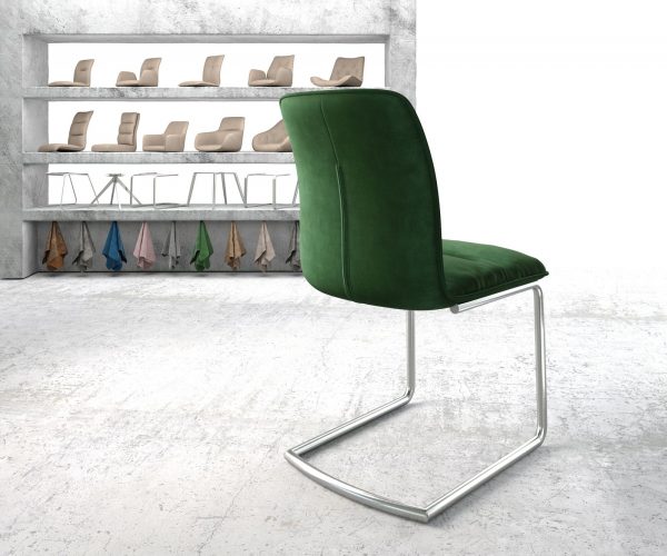 Houpací židle Vinjo-Flex Velvet Green Cantilever Chair Round Stainless Steel - Image 3