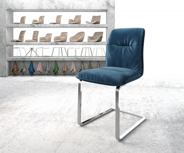 Otočná židle Vinjo-Flex Velvet Blue Cantilever Flat Chrome