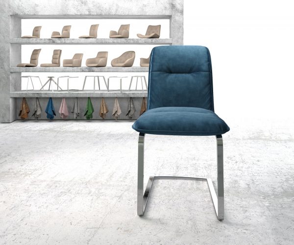 Otočná židle Vinjo-Flex Velvet Blue Cantilever Flat Chrome - Image 2