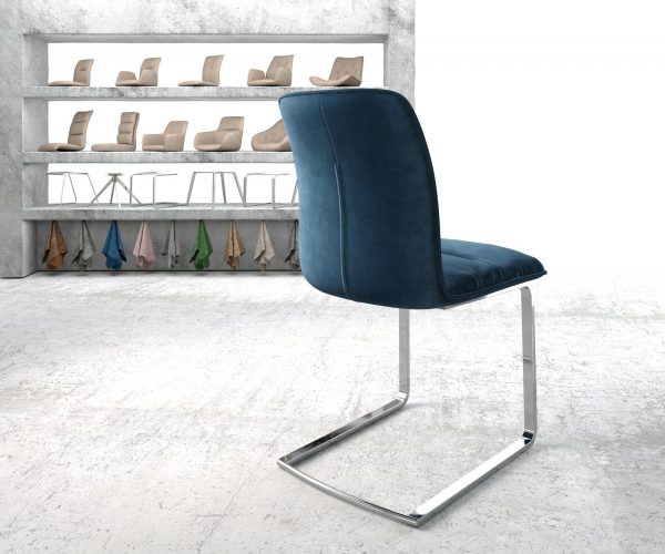 Otočná židle Vinjo-Flex Velvet Blue Cantilever Flat Chrome - Image 3