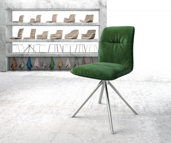 Otočná židle Vinjo-Flex Velvet Green Cross Base Round Stainless Steel 180° Swivel