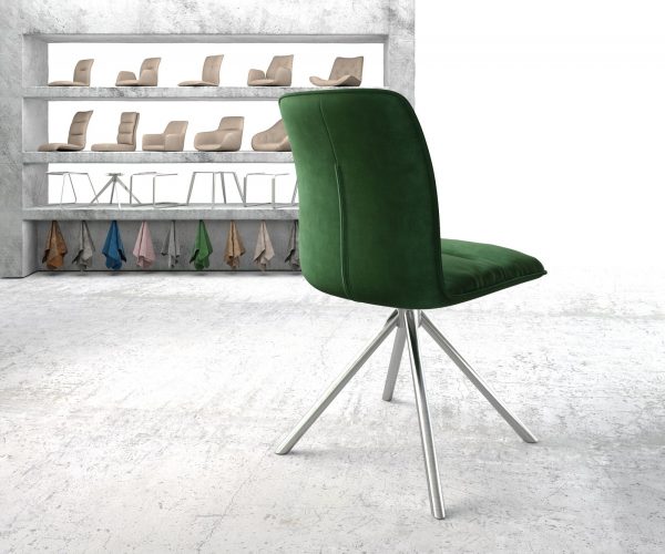 Otočná židle Vinjo-Flex Velvet Green Cross Base Round Stainless Steel 180° Swivel - Image 3