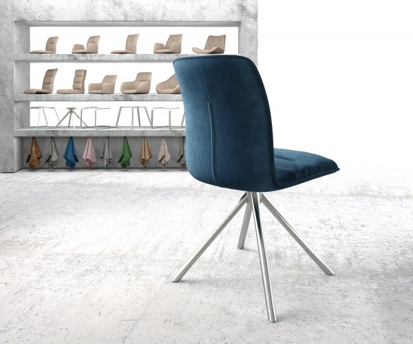 Otočná židle Vinjo-Flex Velvet Blue Cross Base Round Stainless Steel 180° Swivel - Image 3