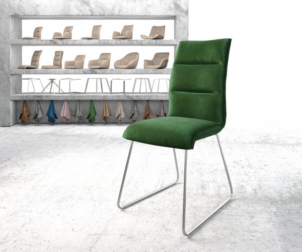 Jídelní židle Xantus-Flex Velvet Green Rám z nerezové oceli s ližinami