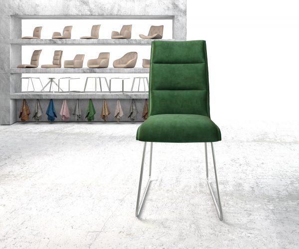 Jídelní židle Xantus-Flex Velvet Green Rám z nerezové oceli s ližinami - Image 2