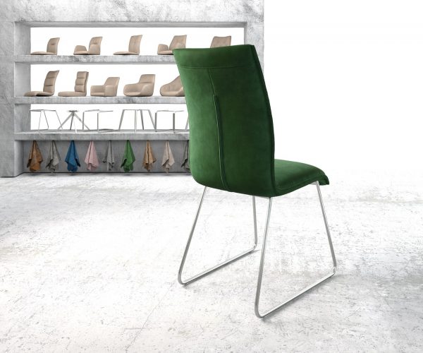 Jídelní židle Xantus-Flex Velvet Green Rám z nerezové oceli s ližinami - Image 3