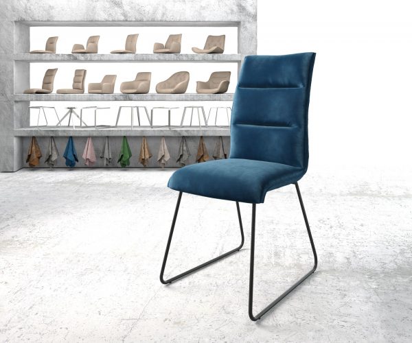 Jídelní židle Xantus-Flex Velvet Blue Skid Frame Black