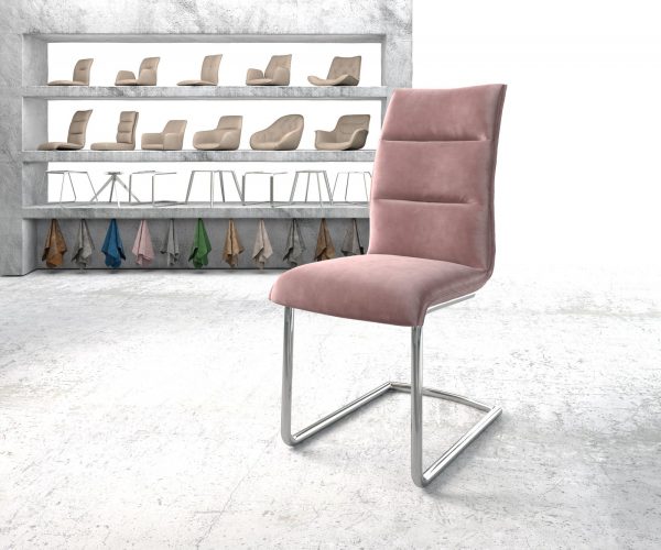 Houpací křeslo Xantus-Flex Velvet Rosé Cantilever Round Chrome