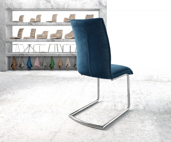 Houpací křeslo Xantus-Flex Velvet Blue Cantilever Round Chrome - Image 3