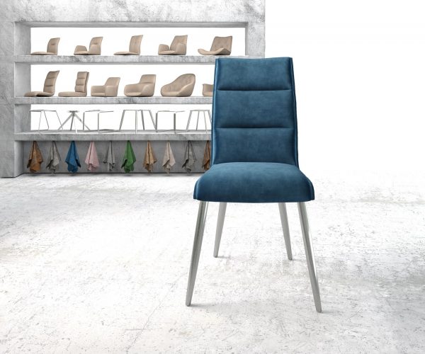 Jídelní židle Xantus-Flex Velvet Blue 4-nohá kuželová nerezová ocel - Image 2