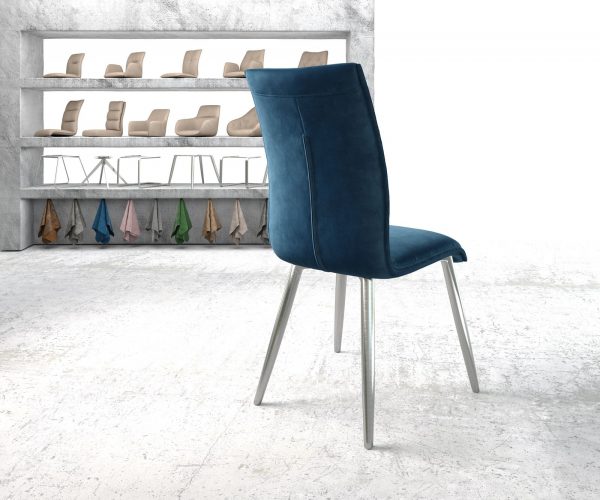 Jídelní židle Xantus-Flex Velvet Blue 4-nohá kuželová nerezová ocel - Image 3