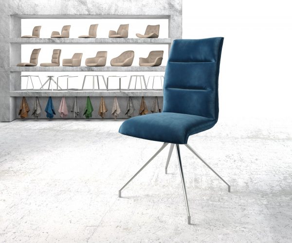 Otočná židle Xantus-Flex Velvet Blue Cross Frame Conical Stainless Steel 180° Swivel