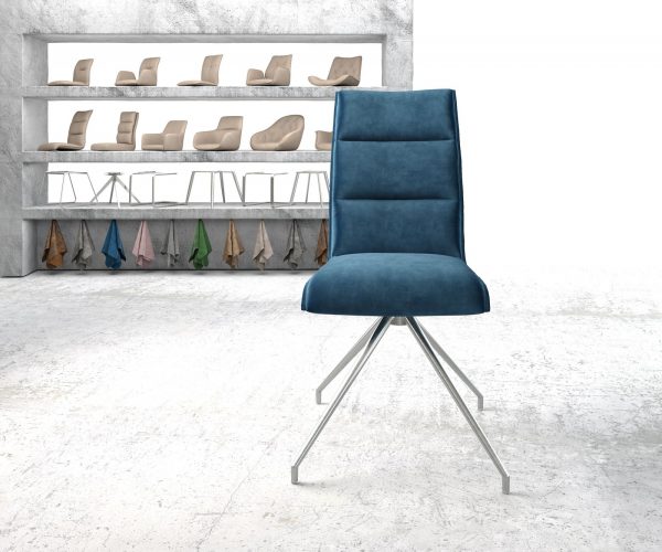 Otočná židle Xantus-Flex Velvet Blue Cross Frame Conical Stainless Steel 180° Swivel - Image 2