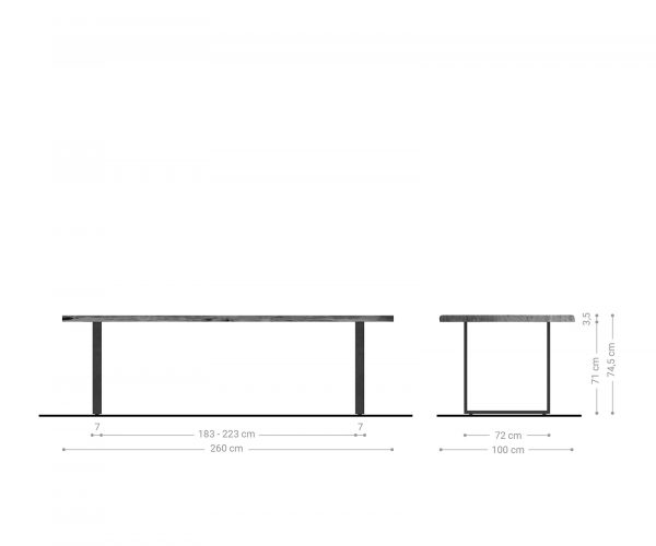 Jedálenský stôl Edge 260x100 akácia prírodný kov čierny - Image 8